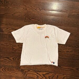 Aviator Nation  White T-Shirt with Mini Rainbow Patch